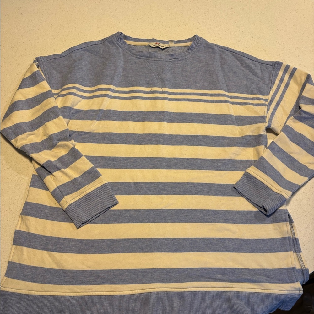 Vineyard Vines Blue and Cream Striped Sweater